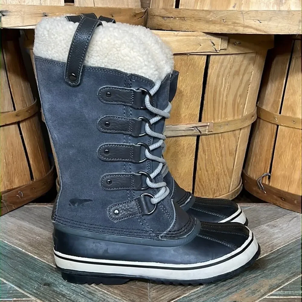 Sorel Joan of Arctic Gray Suede Waterproof Insulated Snow Boots Womens Size 5.5